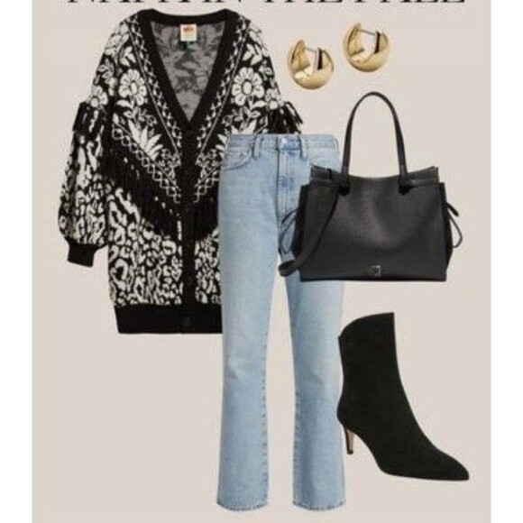 Express aztec oversized cardigan black white waffle knit xs s - Picture 5 of 5